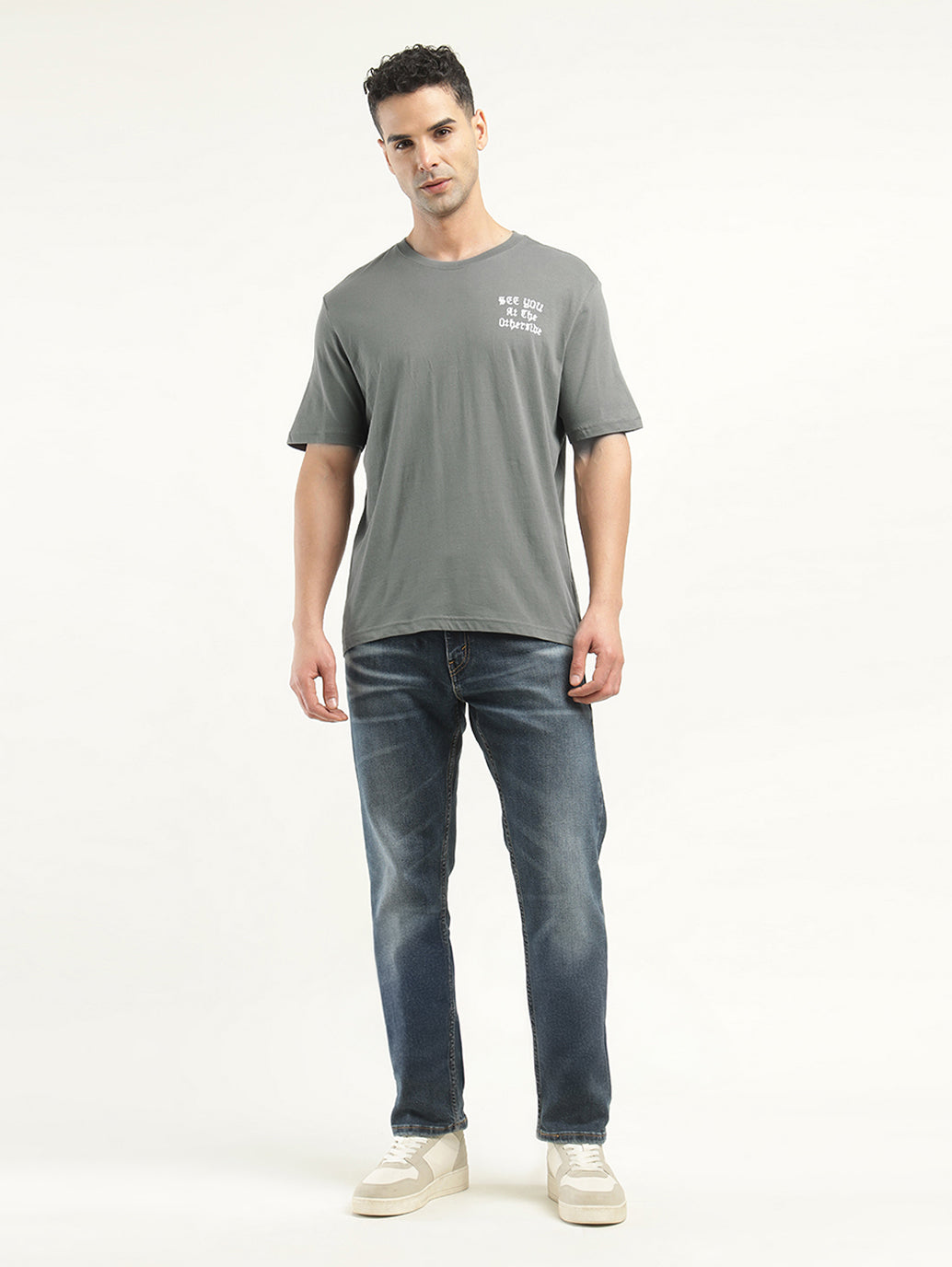 Men's Typographic Print Crew Neck T-Shirt