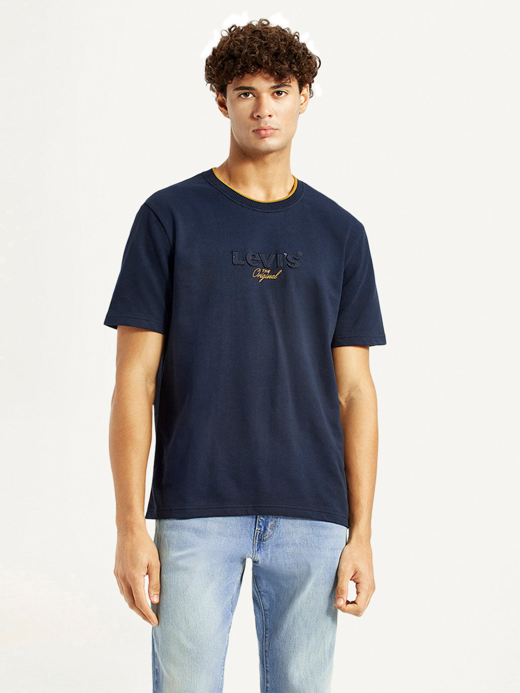 Men's Brand Logo Navy Crew Neck T-shirt