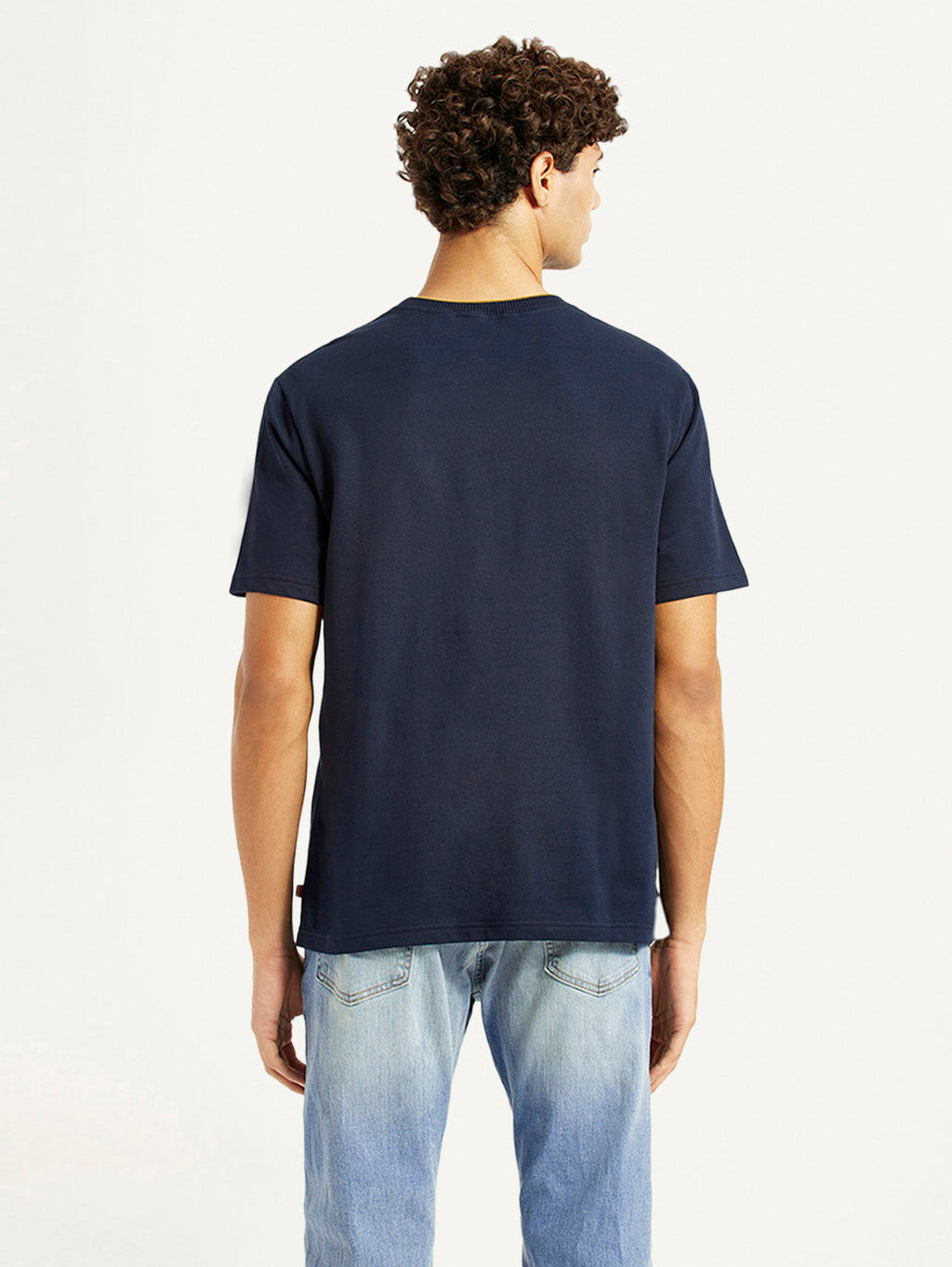 Men's Brand Logo Navy Crew Neck T-shirt