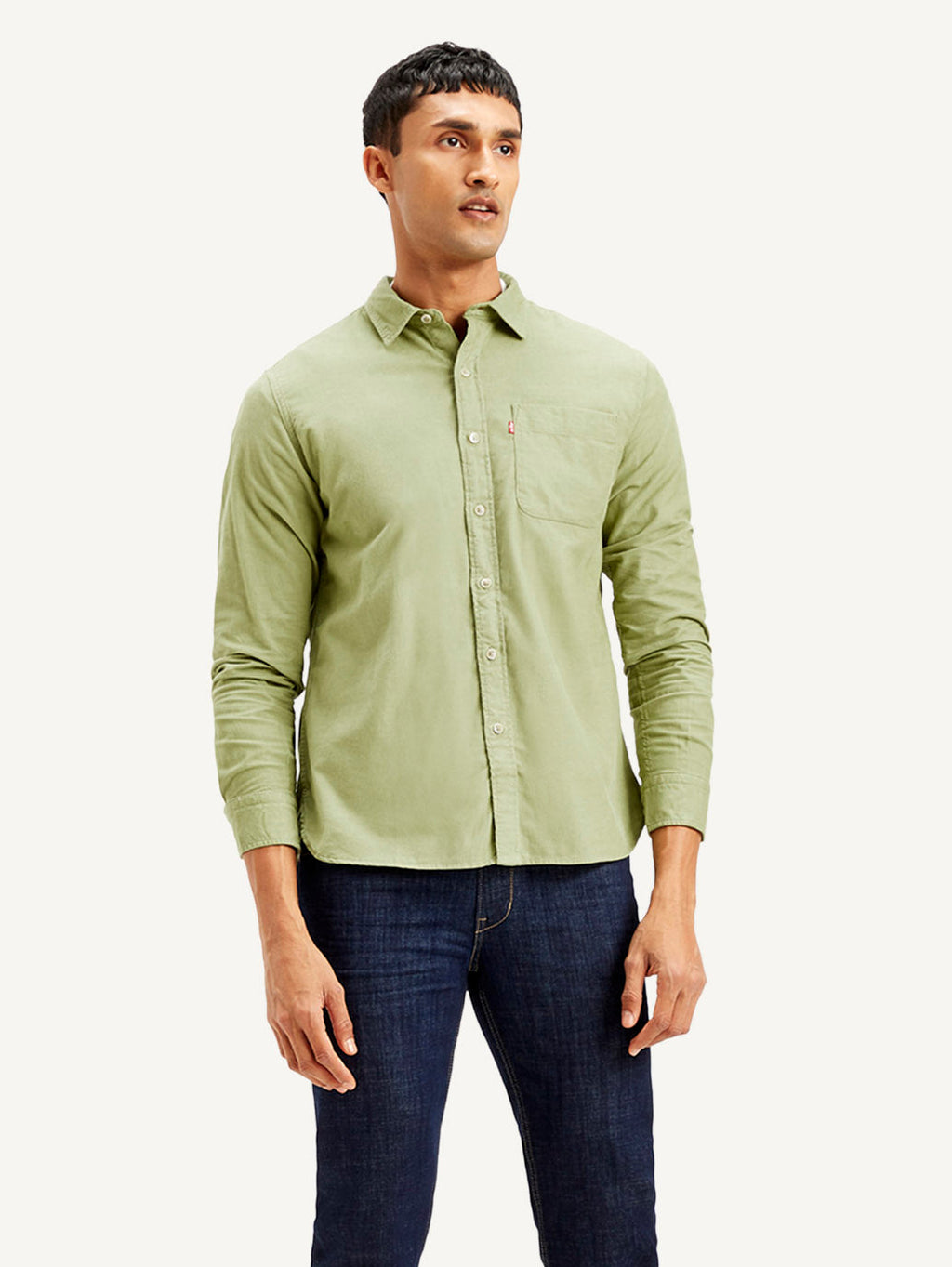 Men's Solid Slim Fit Corduroy Shirt