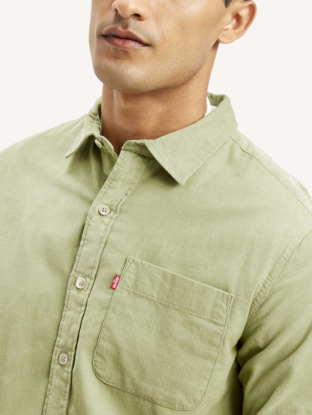 Men's Solid Slim Fit Corduroy Shirt