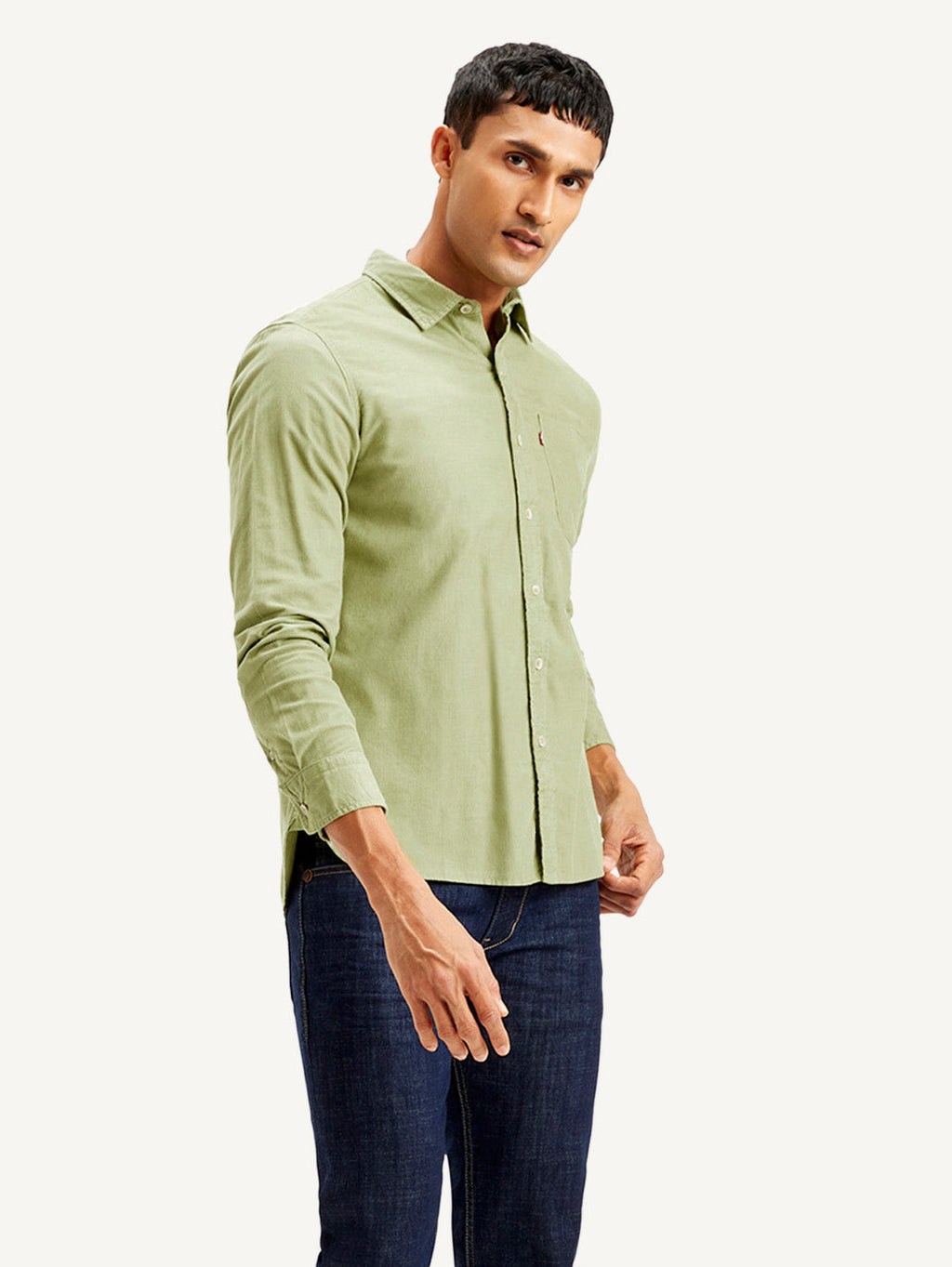 Men's Solid Slim Fit Corduroy Shirt