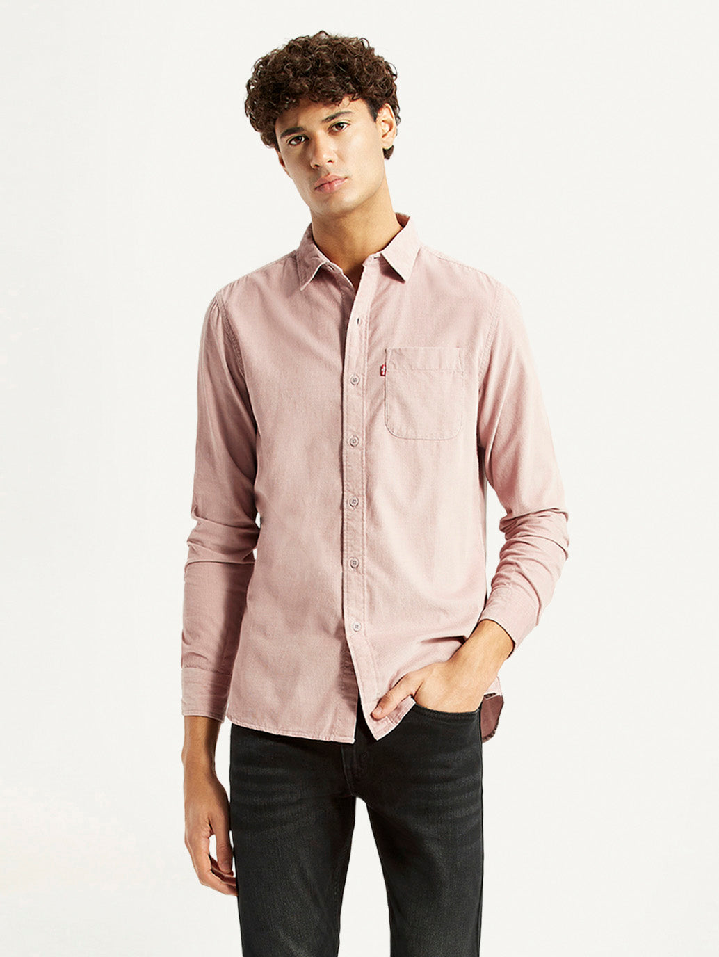 Men's Corduroy Solid Mauve Slim Fit Shirt