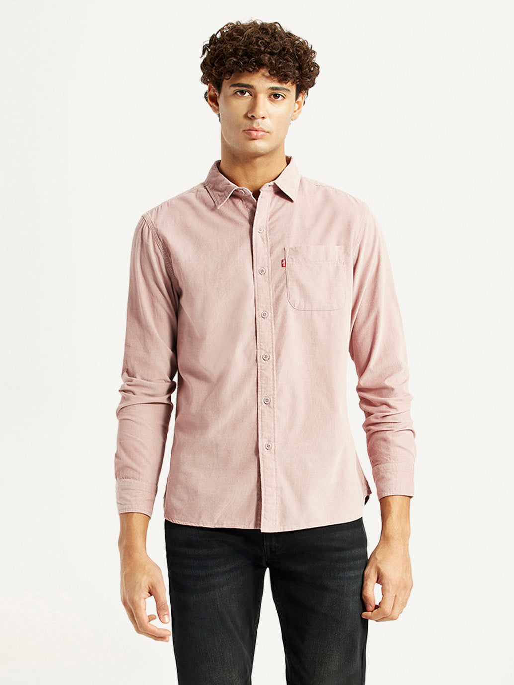 Men's Corduroy Solid Mauve Slim Fit Shirt