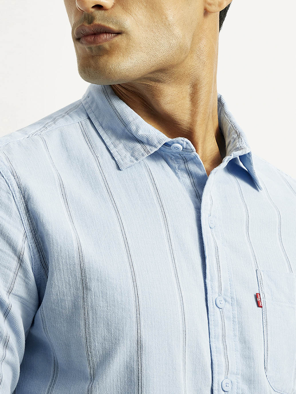 Men's Striped Light Blue Slim Fit Shirt