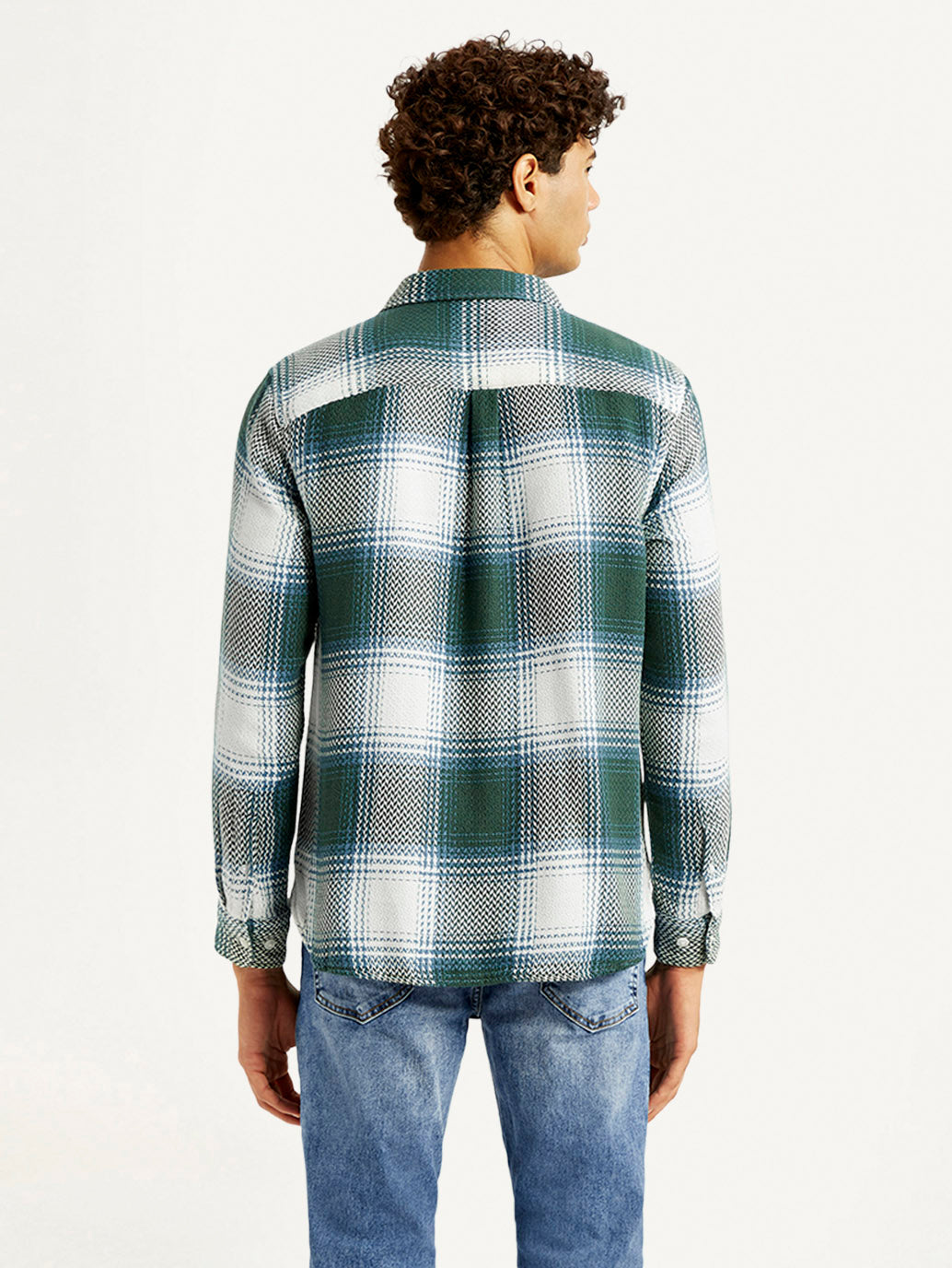 Men's Textured Green Slim Fit Shirt