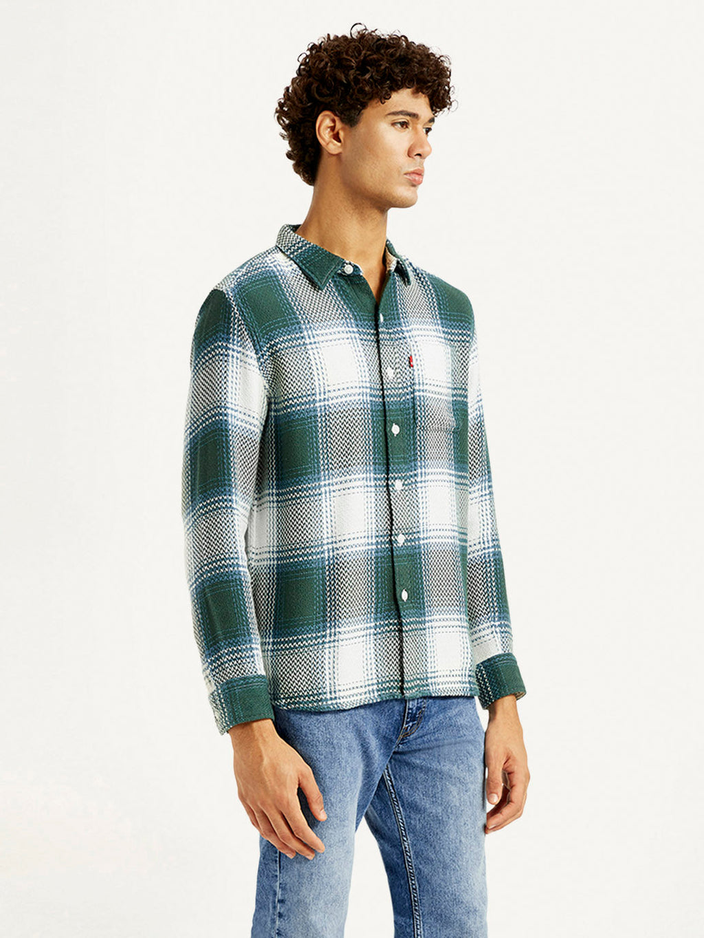 Men's Textured Green Slim Fit Shirt