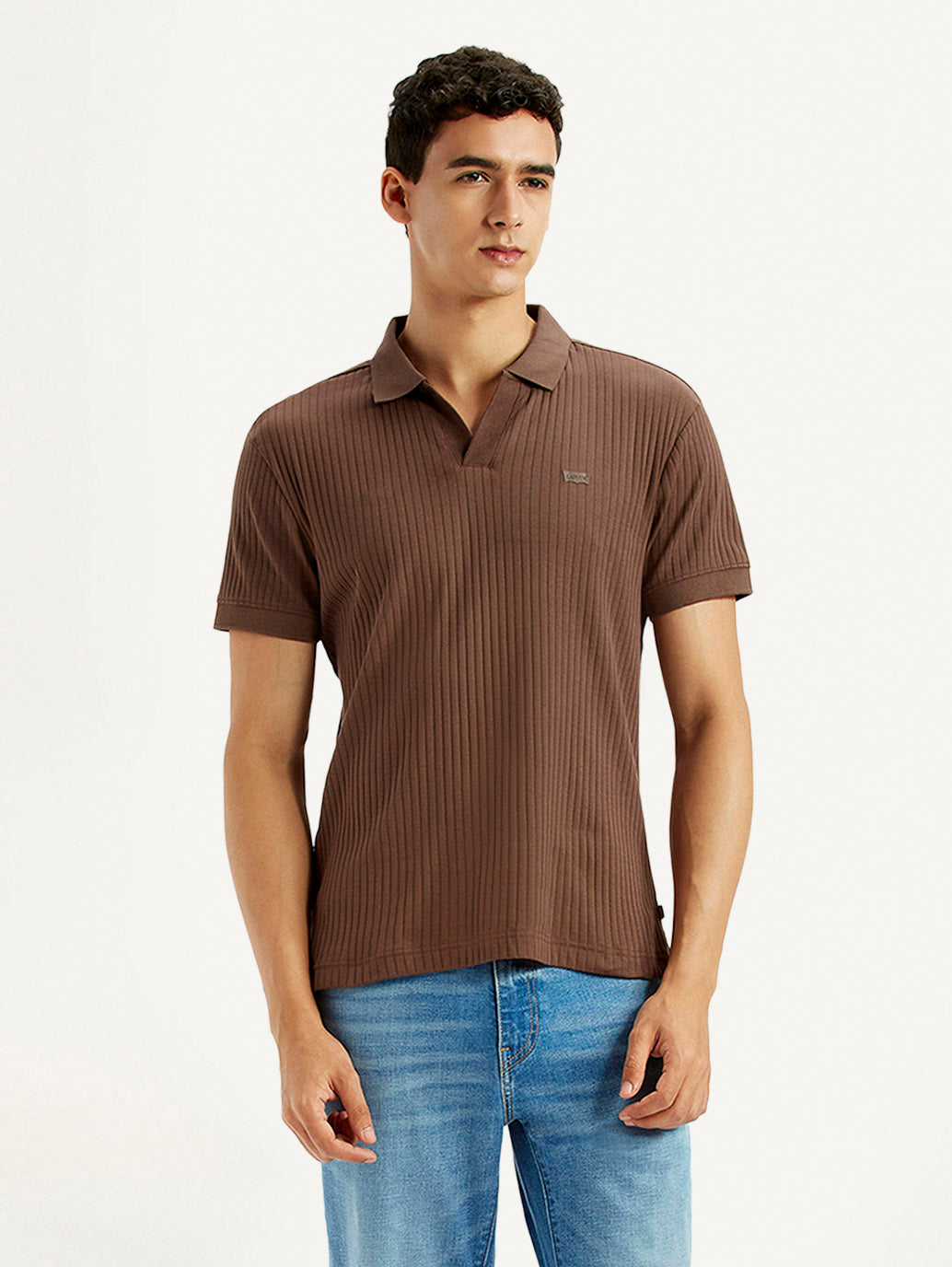Men's Textured Slim Fit Polo T-shirt