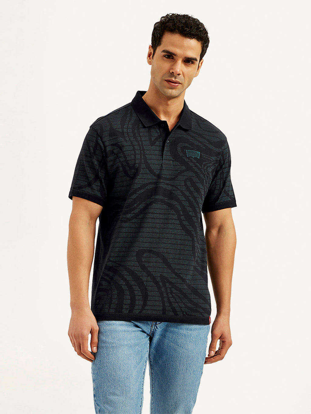 Men's Abstract Print Slim Fit Polo T-Shirt