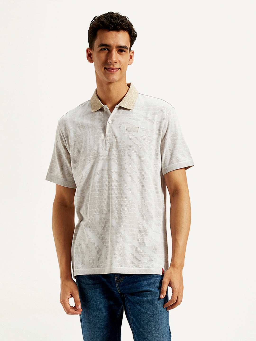 Men's Abstract Print Slim Fit Polo T-Shirt