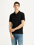 Men's Brand Logo Black Slim Fit Polo T-shirt