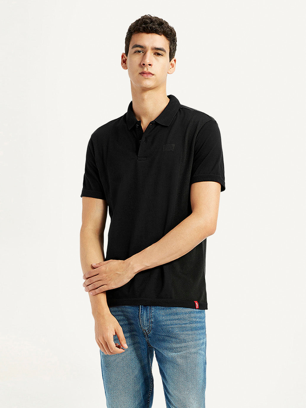 Men's Brand Logo Black Slim Fit Polo T-shirt