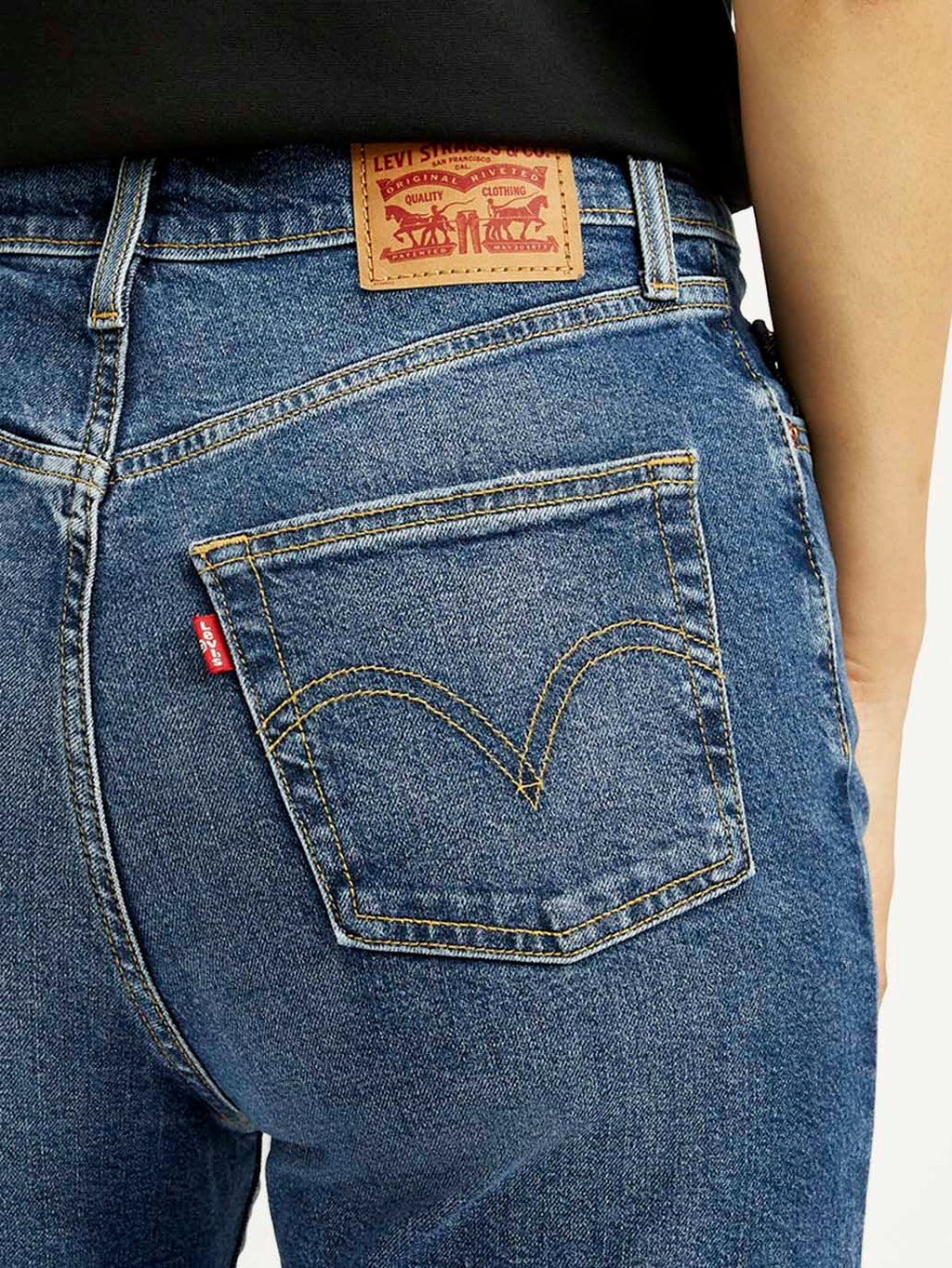 Women's Blue Ribcage Bell Bottom Wide Leg Fit Mid Rise Jeans