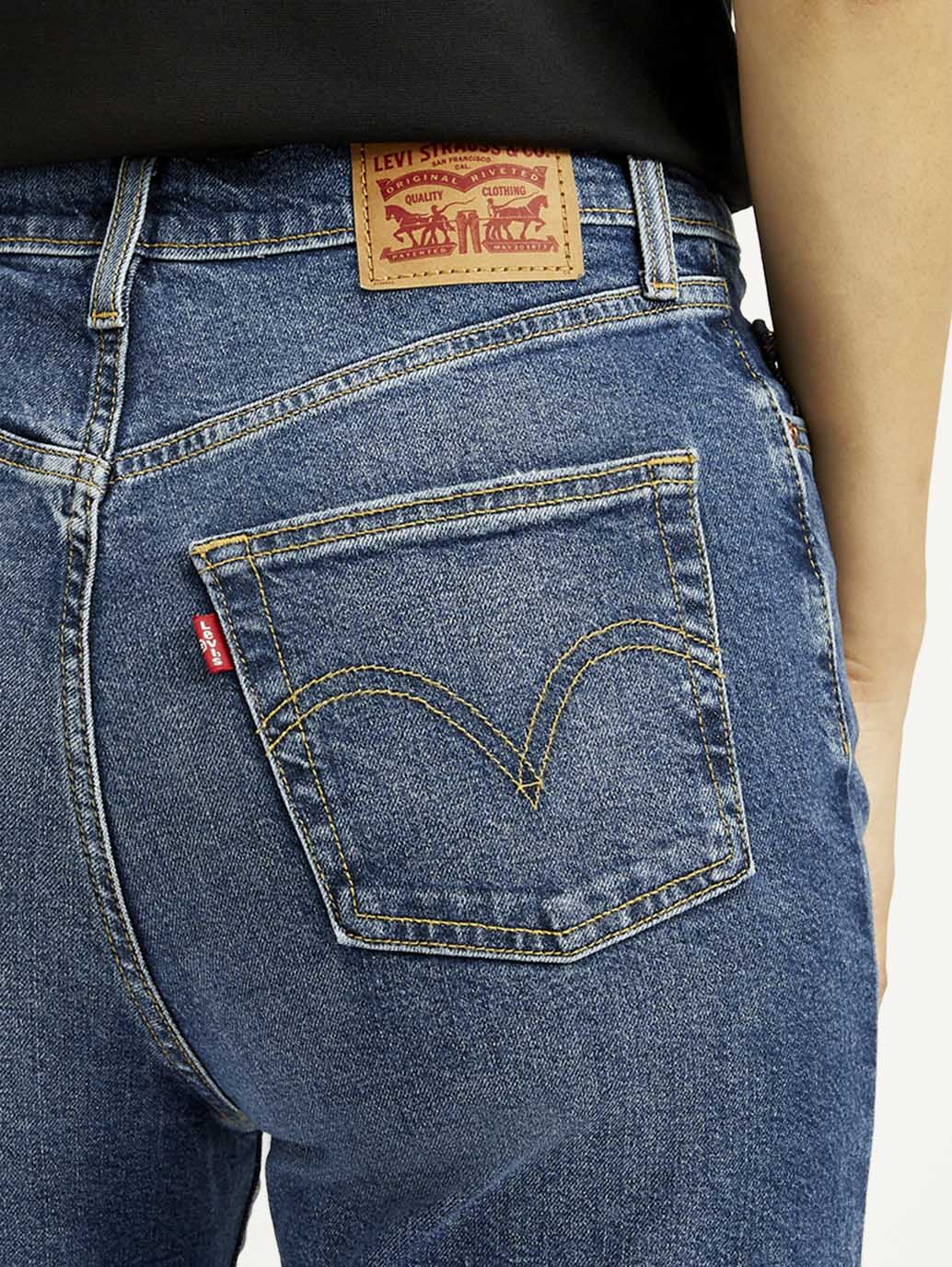 Women's Blue Ribcage Bell Bottom Wide Leg Fit Mid Rise Jeans