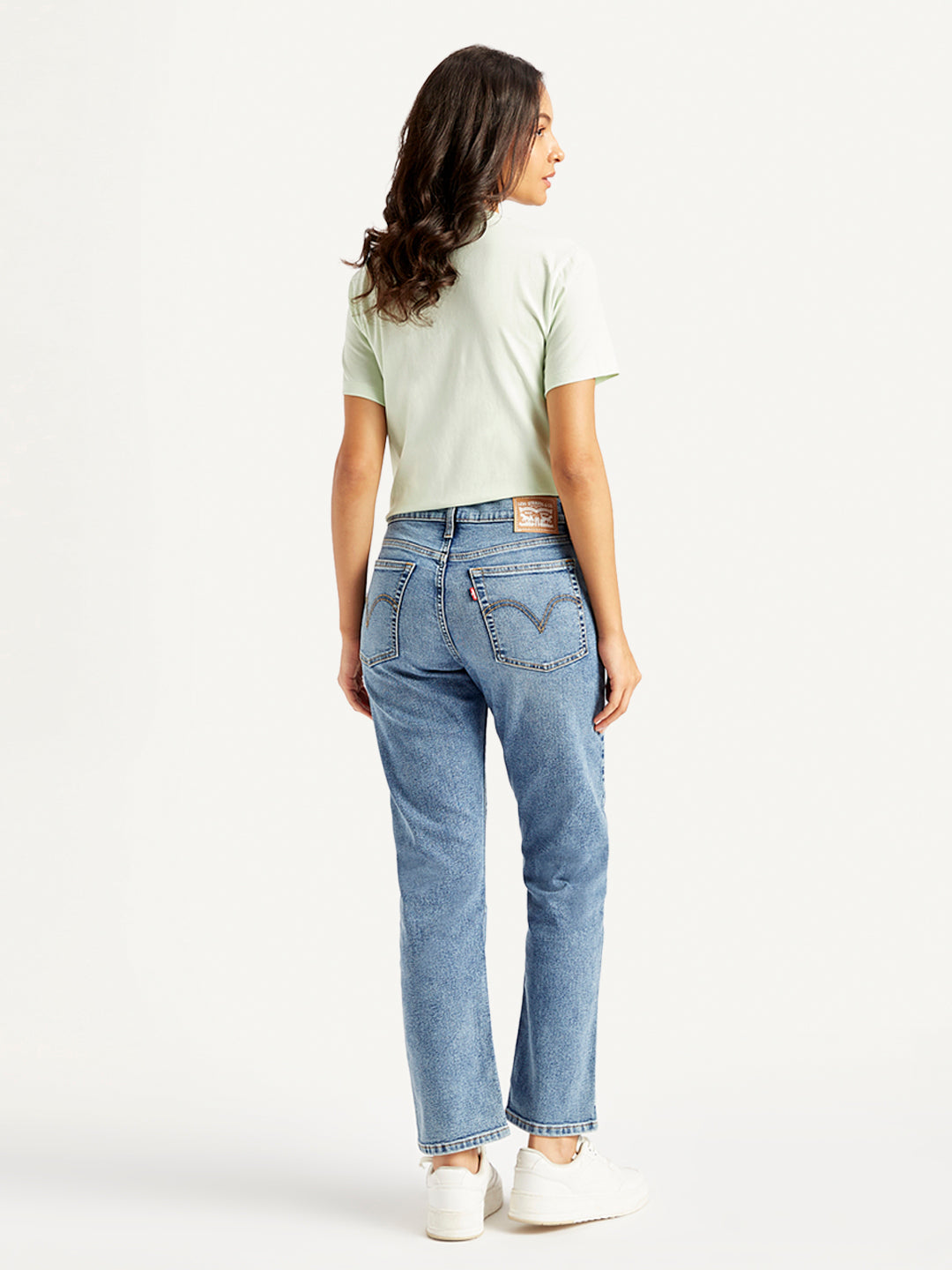 Women's Blue Wedgie Straight Fit Mid Rise Jeans