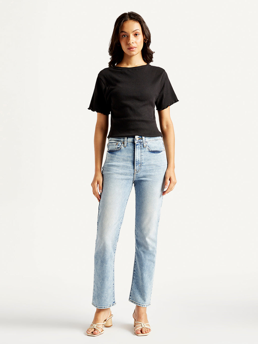 Women's Blue Wedgie Straight Fit Mid Rise Jeans