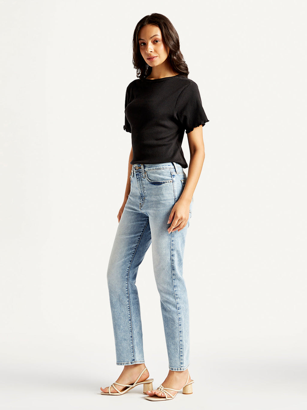 Women's Blue Wedgie Straight Fit Mid Rise Jeans