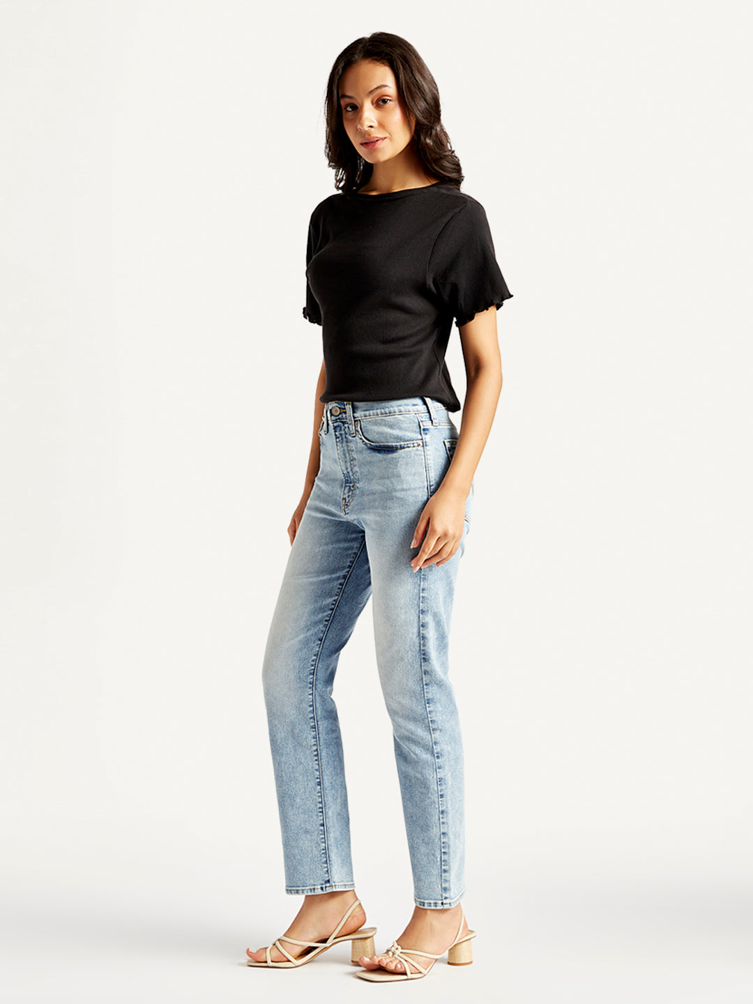 Women's Blue Wedgie Straight Fit Mid Rise Jeans
