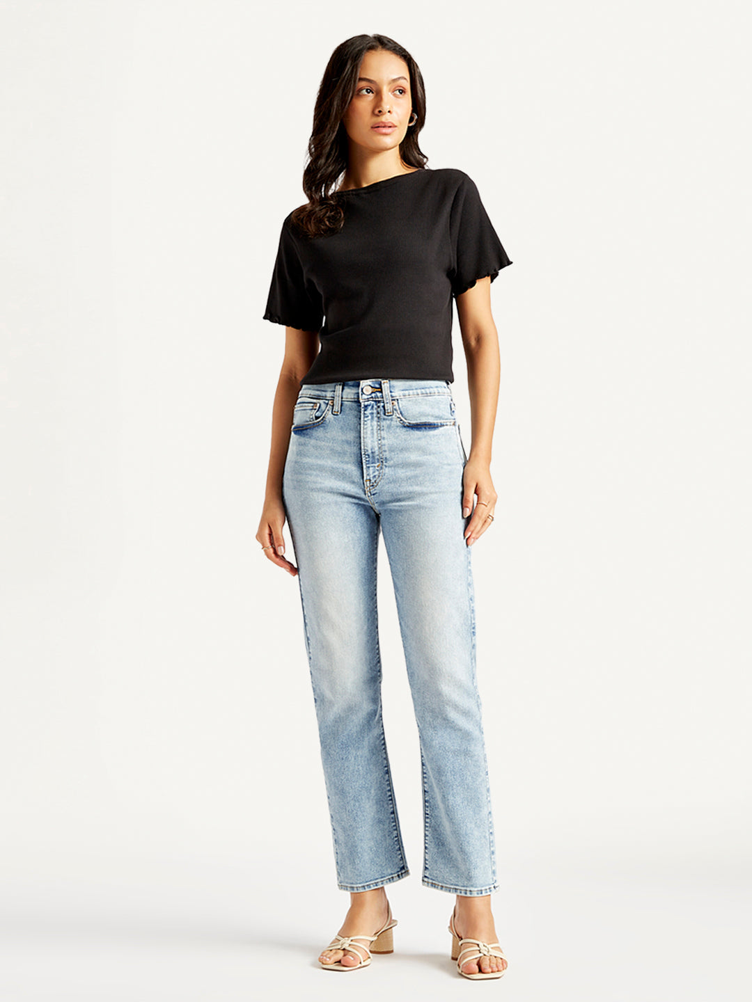 Women's Blue Wedgie Straight Fit Mid Rise Jeans