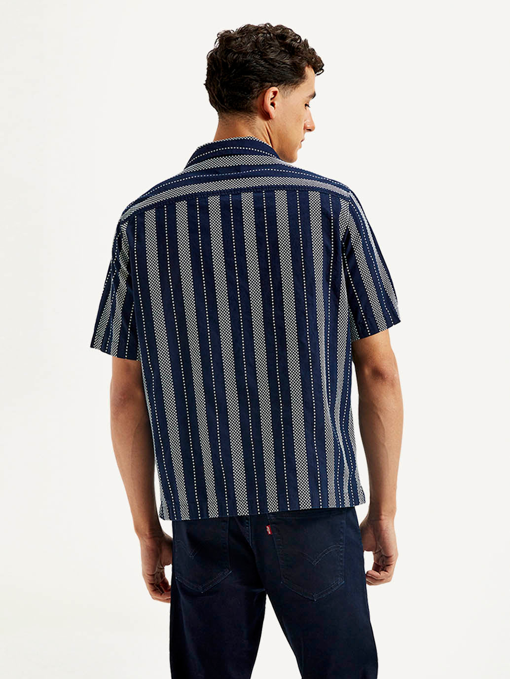 Men's Resort Collar Striped Relaxed Fit Shirt
