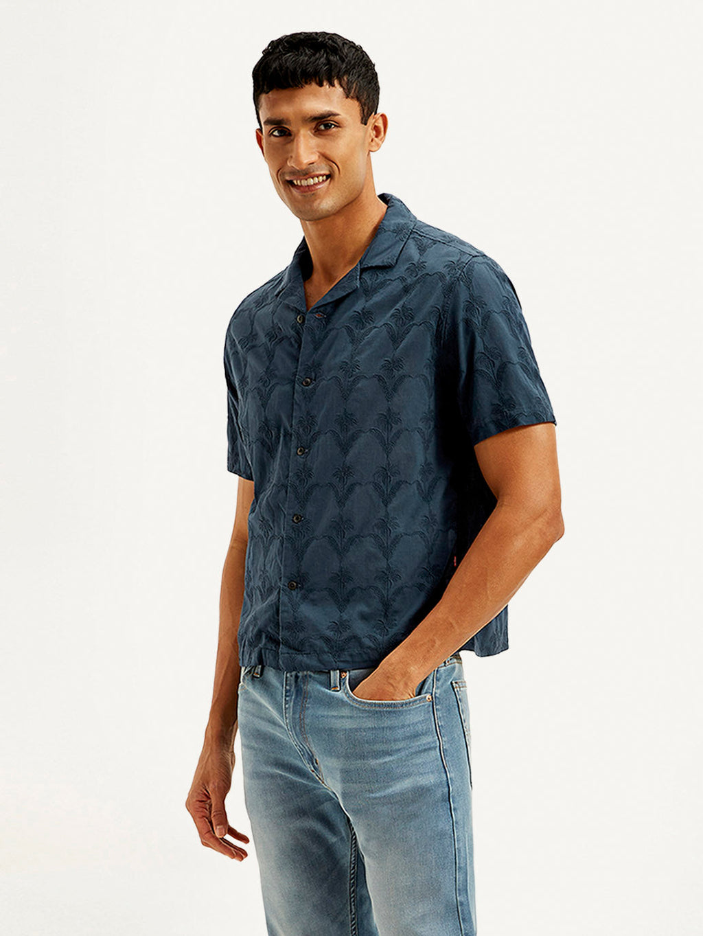 Men's Embroidered Resort Collar Relaxed Fit Shirt