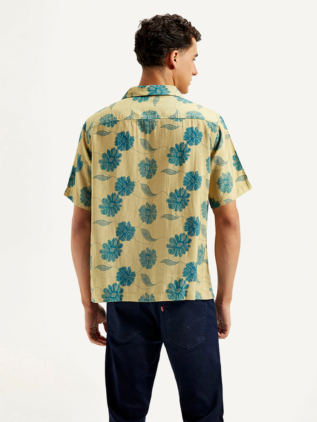 Men's Resort Collar Floral Relaxed Fit Shirt