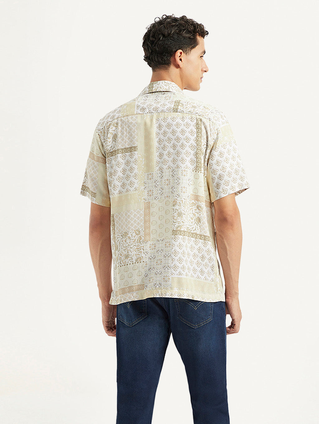 Men's Printed Resort Collar Relaxed Fit Linen Shirt