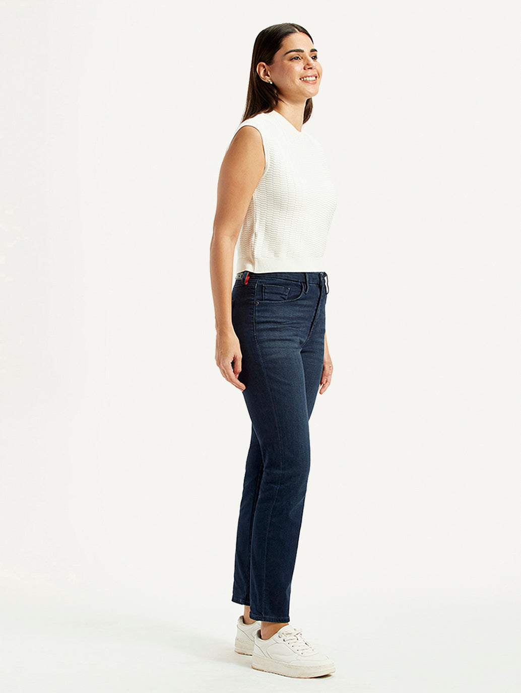 Women's Redloop 724 Dark Blue Straight Fit High Rise Jeans