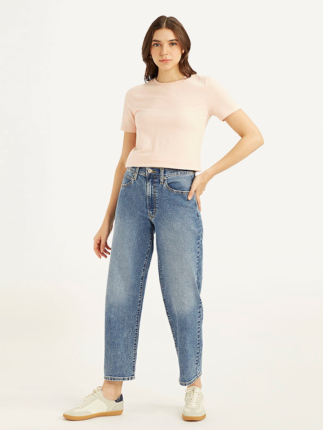 Women's 94 Blue Baggy Fit Mid Rise Jeans