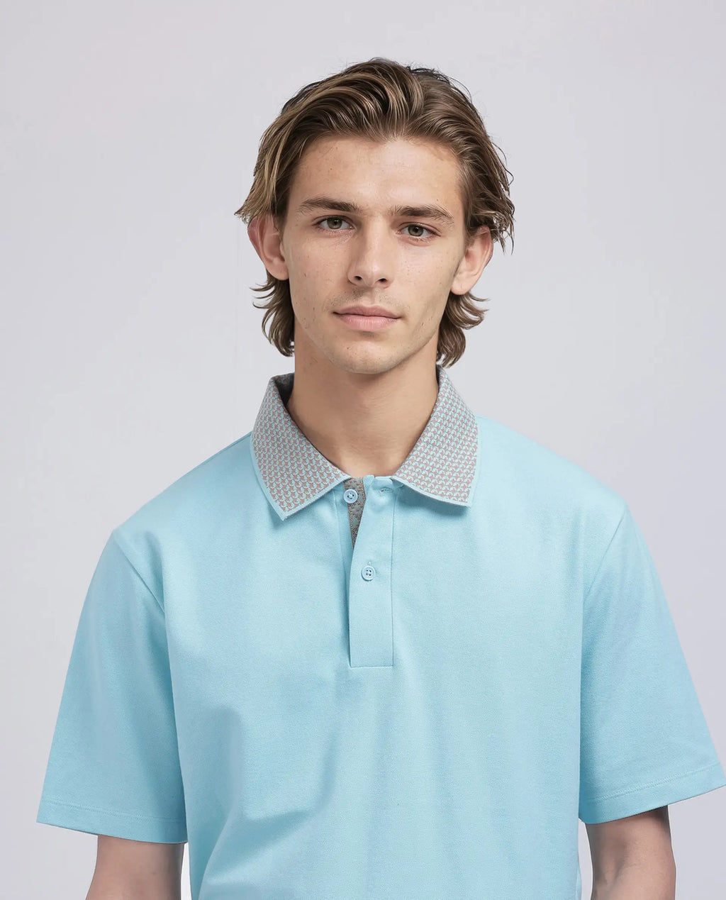 Rare Rabbit Men's Abit Light Blue Cotton Blend Plain Regular Fit Half Sleeve Polo