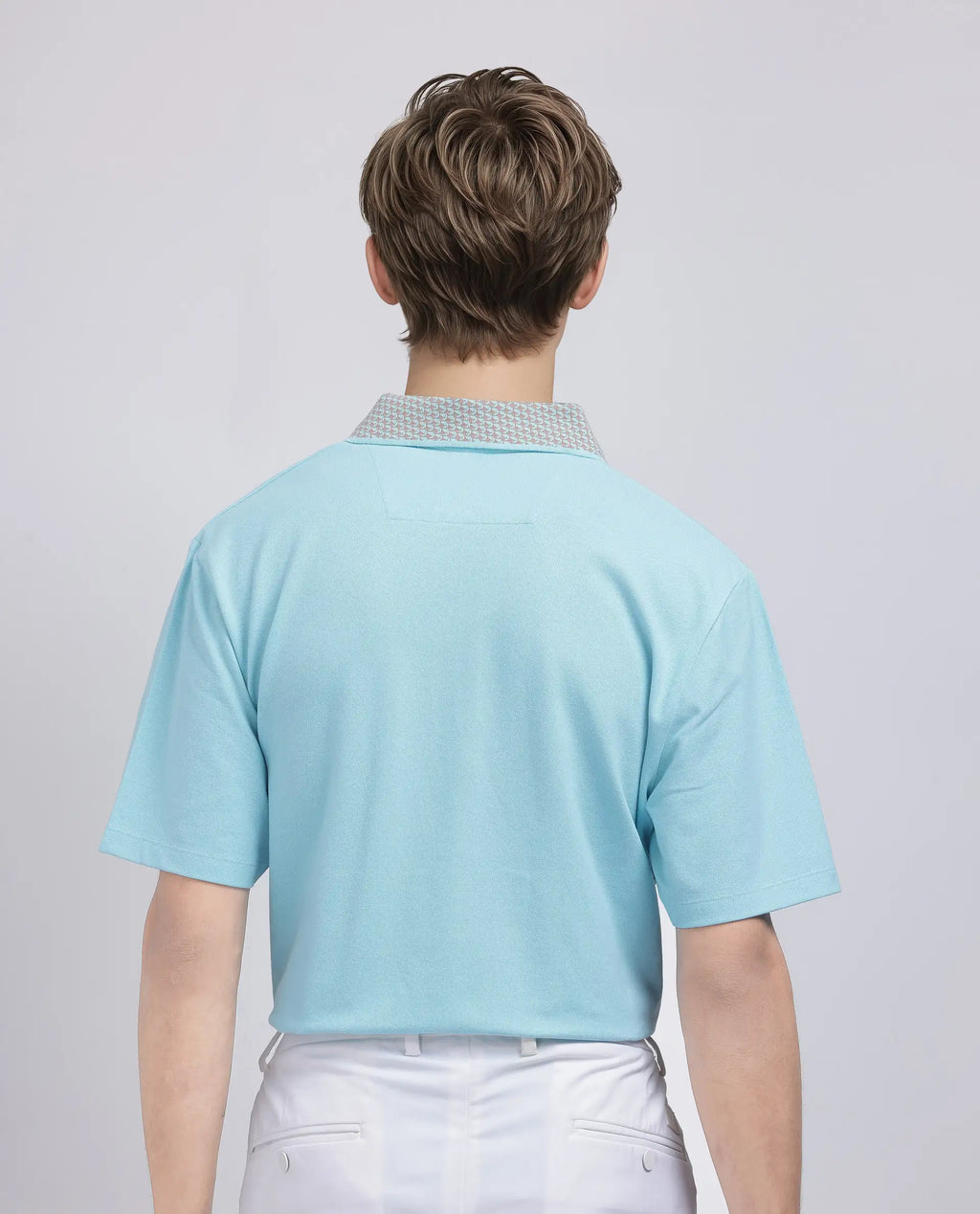 Rare Rabbit Men's Abit Light Blue Cotton Blend Plain Regular Fit Half Sleeve Polo