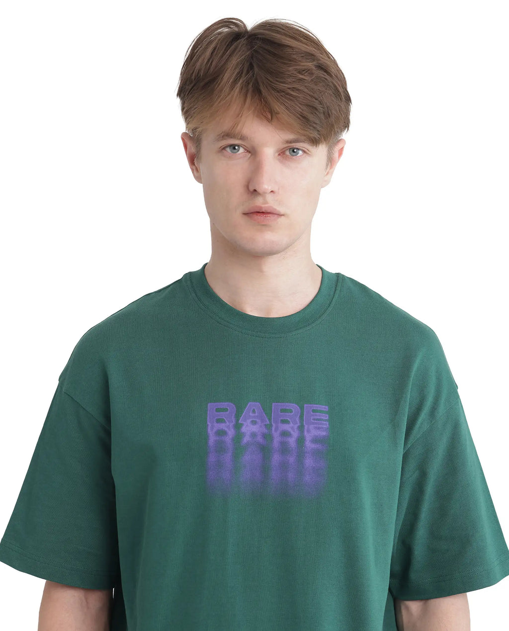 Rare Rabbit Men's Act Dark Green Cotton Graphic Print Oversized Fit Half Sleeve Crew Neck T-Shirt