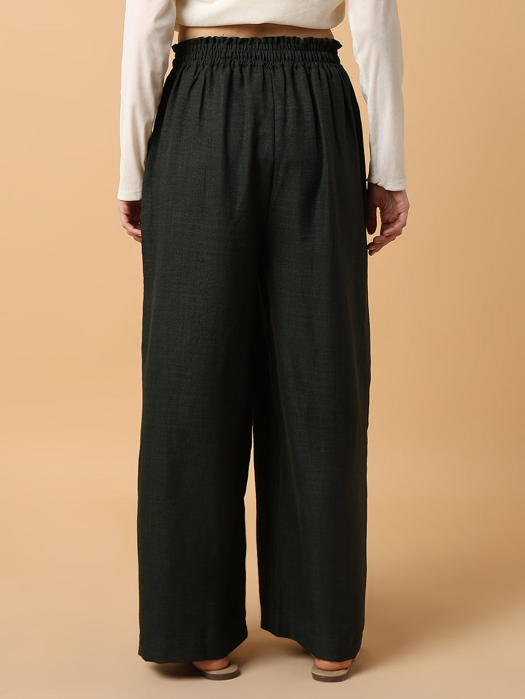 Women's Green Comfort Slim Fit Trousers