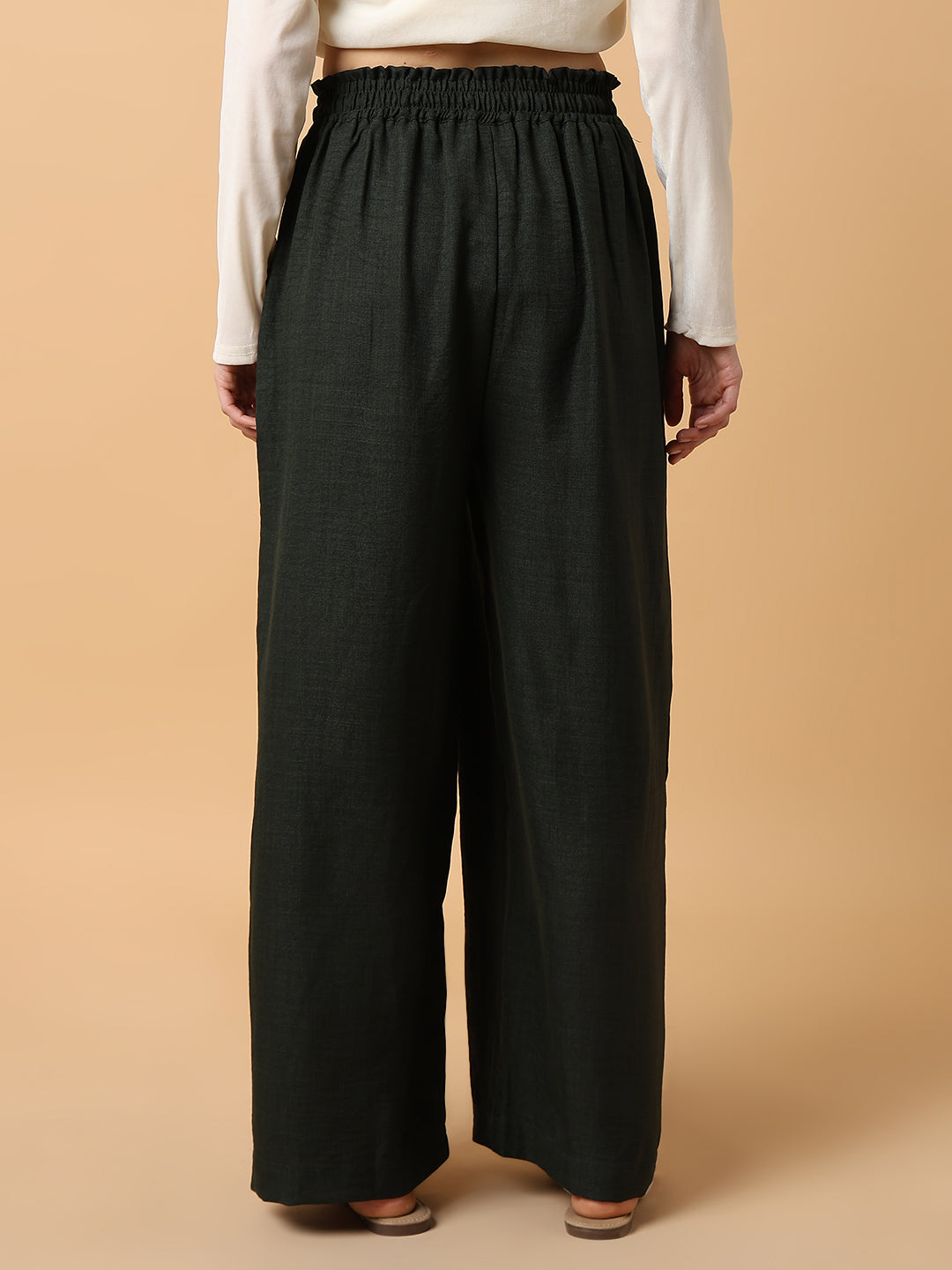 Women's Green Comfort Slim Fit Trousers