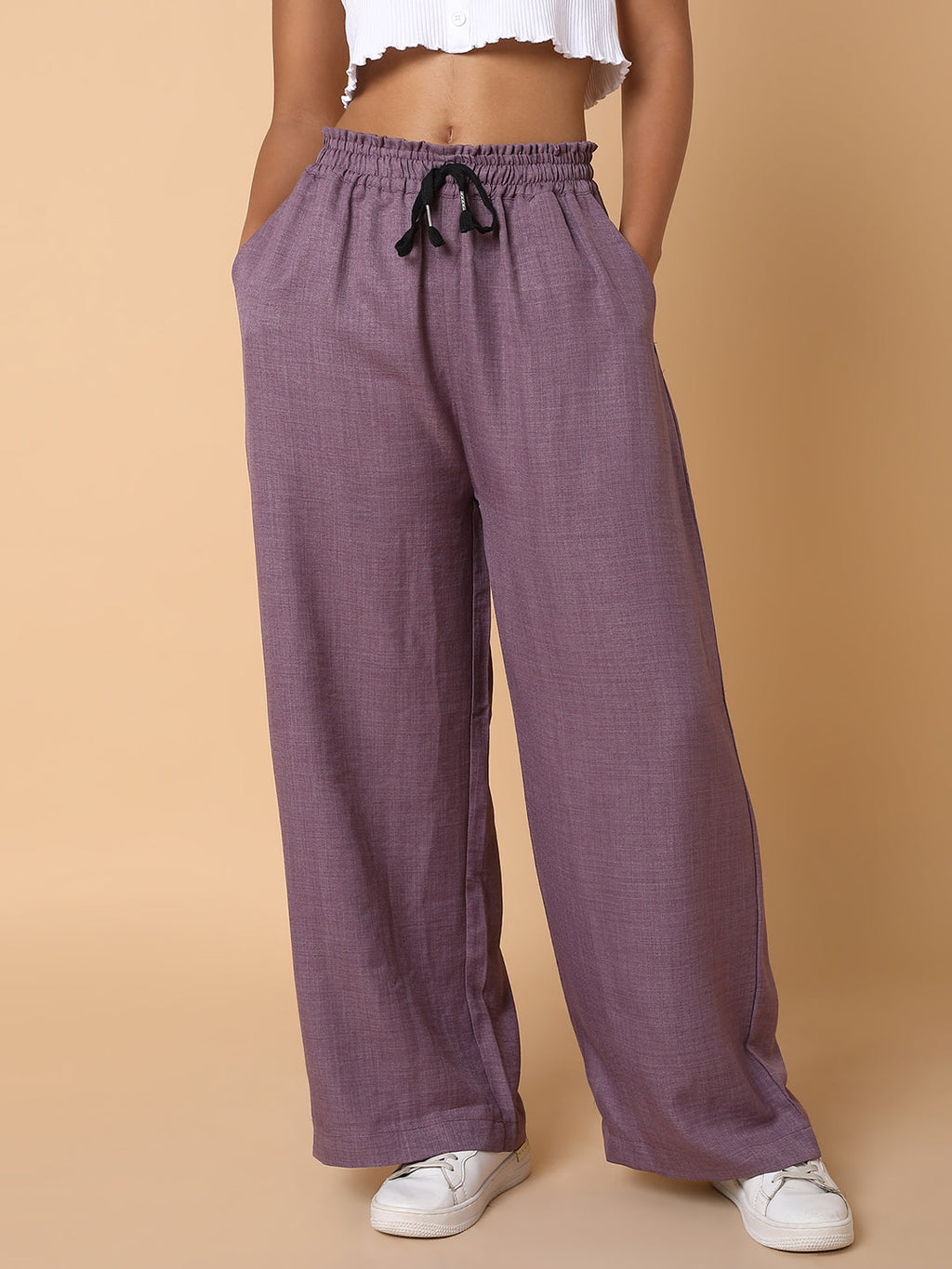 Women's Lavender Comfort Loose Fit Trousers