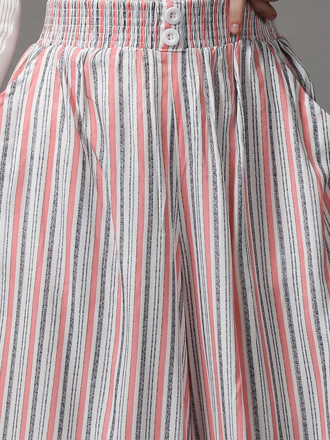 Women's Multi Striped Flared Culottes Trouser
