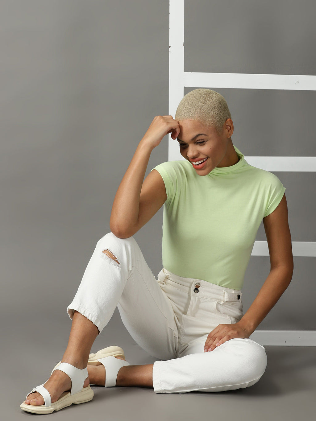 Women's Green Extended Sleeves Top