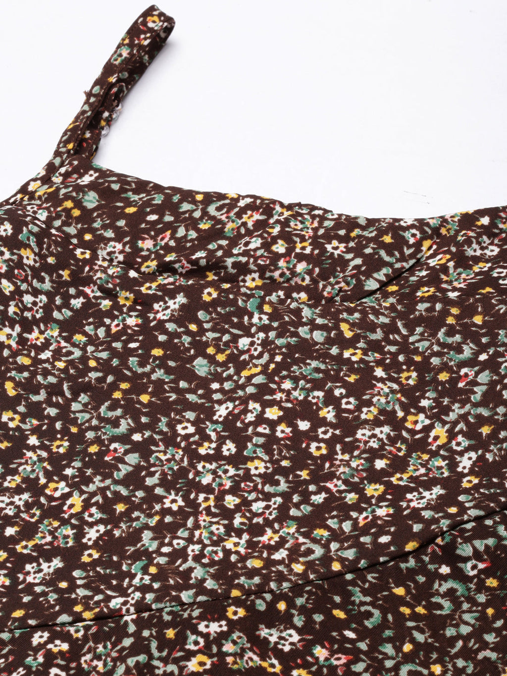 Women's Brown Floral Printed Tiered Top