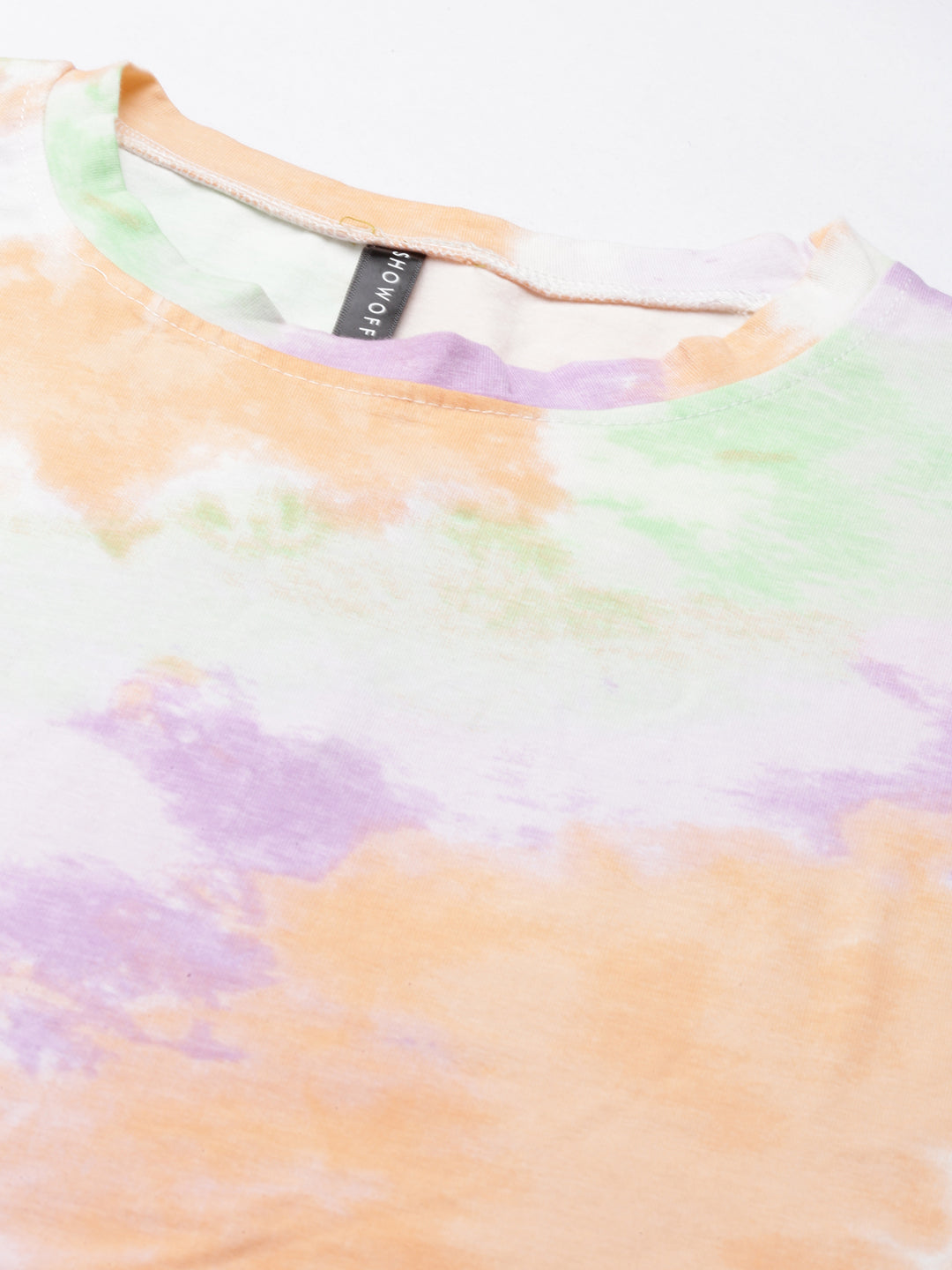 Women's Multi Tie & Dye Printed Round Neck Cotton Regular Top