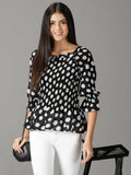 Women's Black Print Chiffon Top