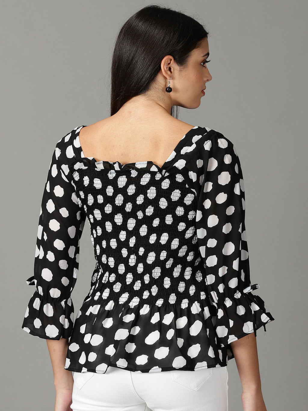 Women's Black Print Chiffon Top