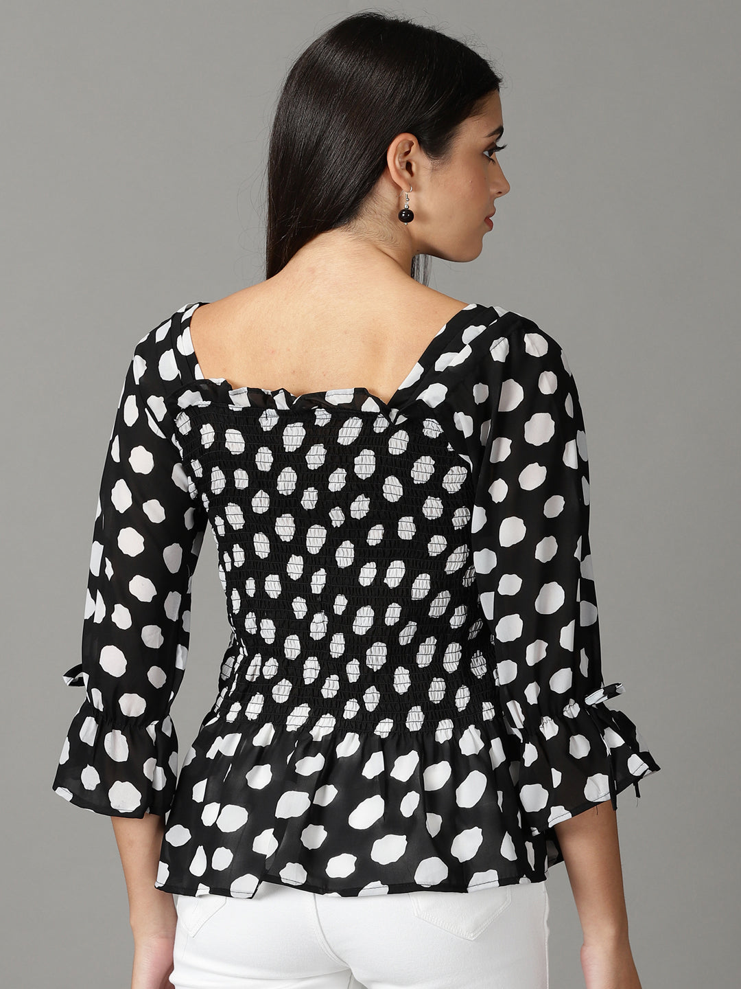 Women's Black Print Chiffon Top