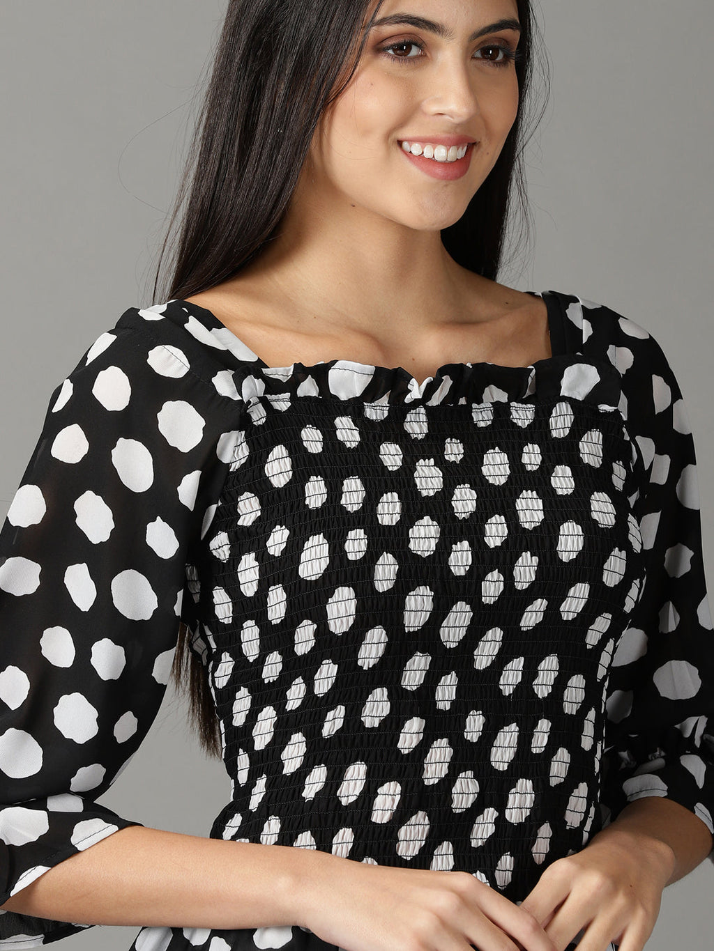 Women's Black Print Chiffon Top