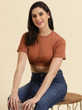 Women's Rust Embellished Crop Top
