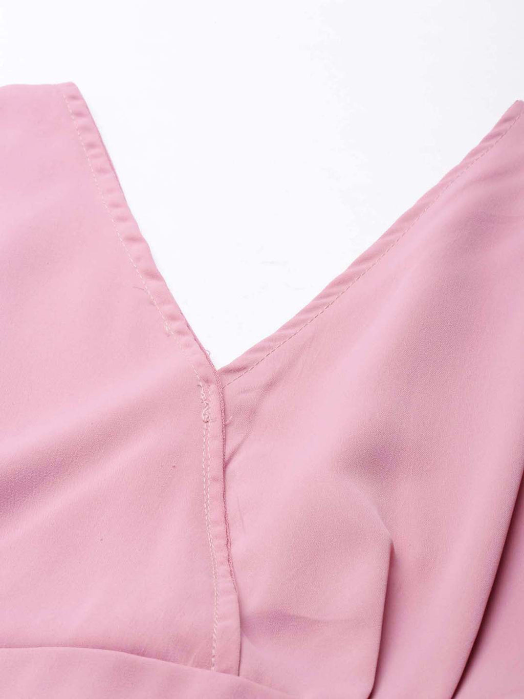 Women's Pink Flutter Sleeve Crepe Styled Back Crop Top