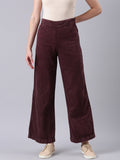 Women's Burgandy Wide Leg Clean Look Jeans