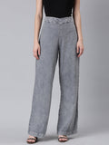 Women's Grey Mid Rise Wide Leg Denim Jeans