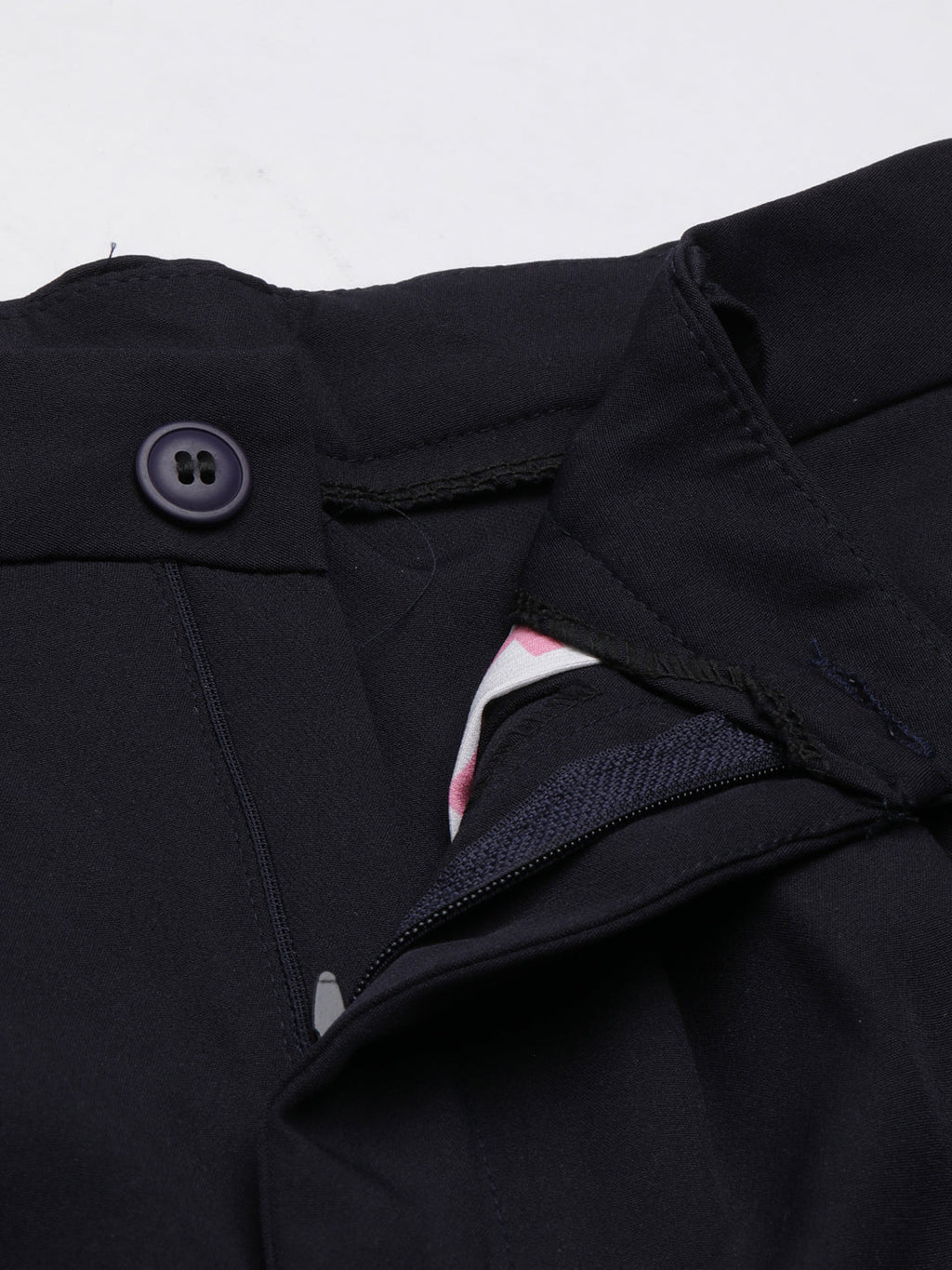 Women's Navy Blue Relaxed Straight Leg Flared Cotton Bootcut Trousers