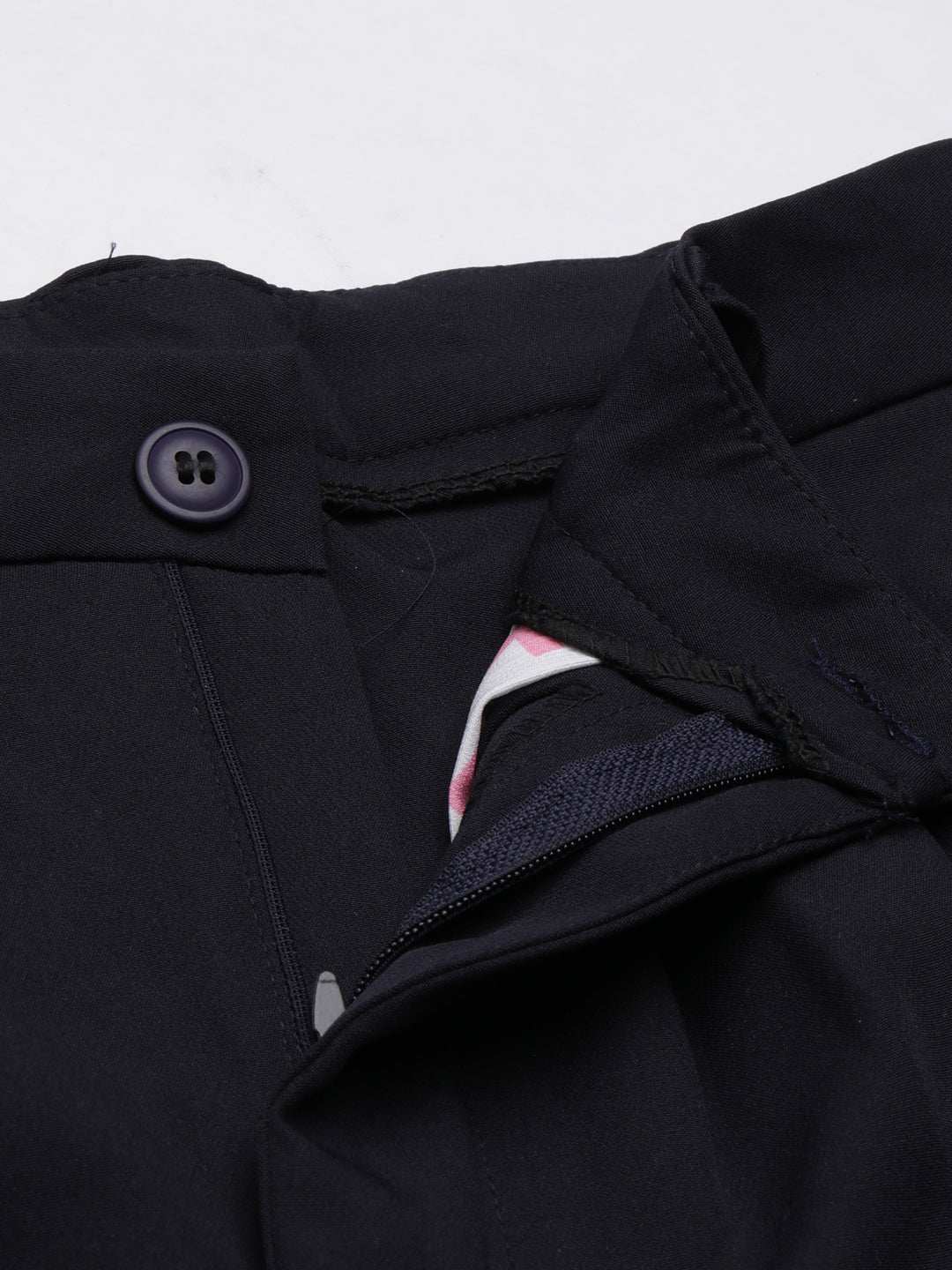 Women's Navy Blue Relaxed Straight Leg Flared Cotton Bootcut Trousers