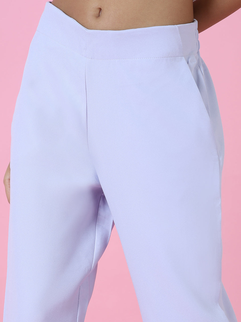 Women's Lavender Regular Fit Cotton Comfort Formal Trousers